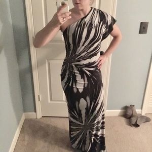 Black floral long one shoulder dress size 6